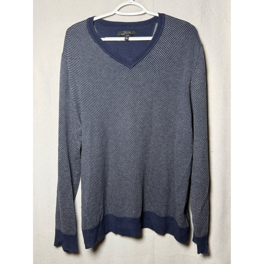Marc Anthony Mens XXL Slim Fit V-Neck Sweater Navy Blue Cashmere Merino Blend